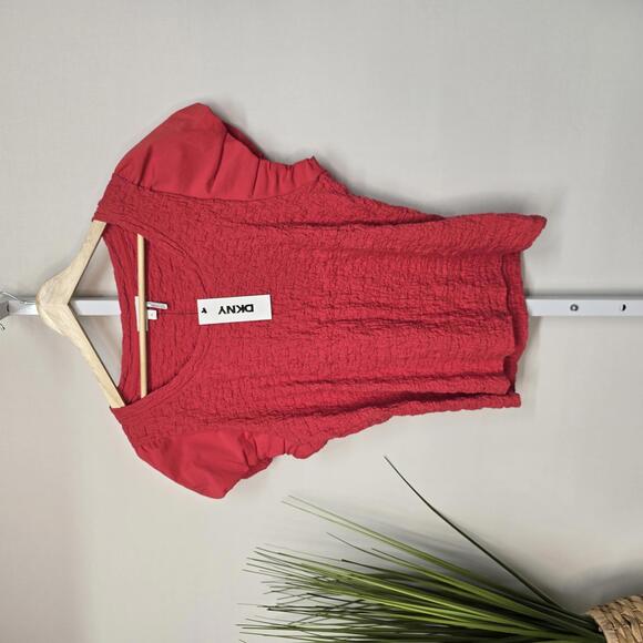 Dkny Tops - NWT DKNY Women's Red Textured Knit Woven Mix Top - XL